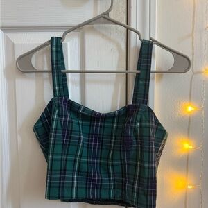 Forever 21 Green and Blue Plaid Crop Top